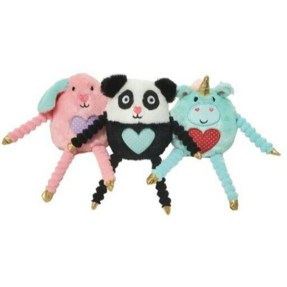 3 Sensory Plush Bunny Panda Unicorn Heart Round Long Arms Legs 8" Stuffed Animal - Picture 2 of 10